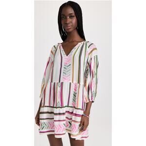 NEW Vervet Graham Spencer Jade Dress M Colorful Embroidered Tiered Boho Beachy